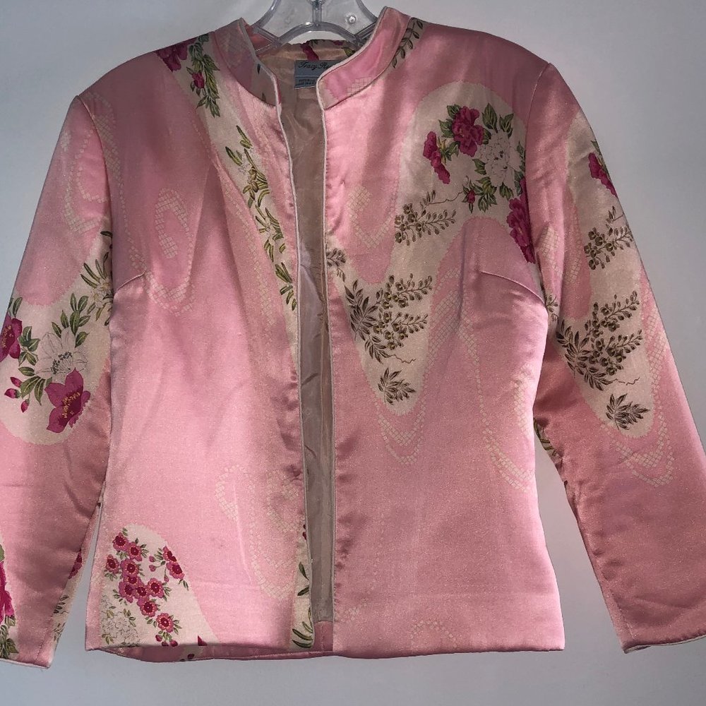 TRACY REESE Vintage Style 100% Silk Floral Jacket